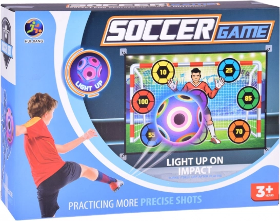 Set für Fußballspiel mit Zielscheibe und leuchtendem Ball