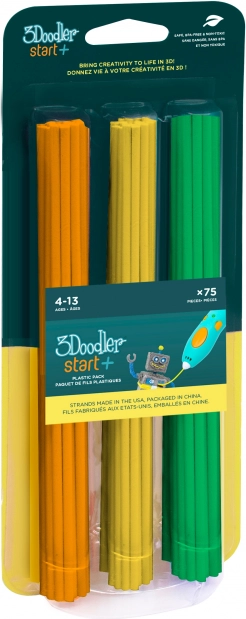 Nachfüllungen für 3D‑Stift 3DOODLER START+ – Set 75 Stk., Orange, Gelb und Grün