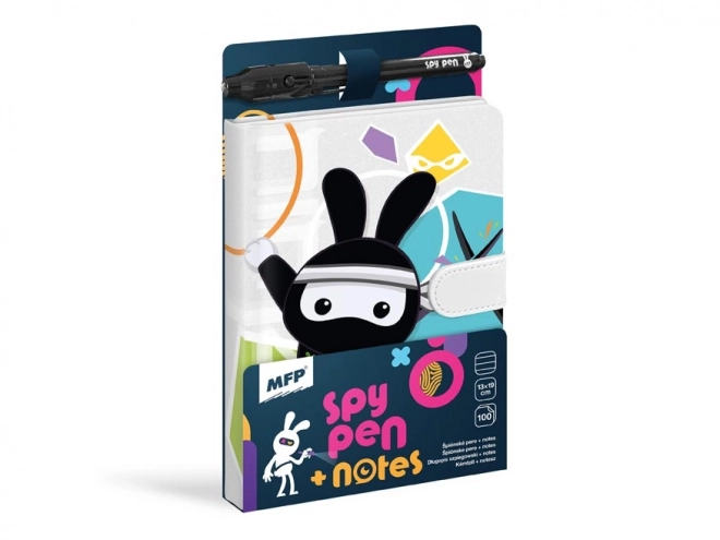 Notizblock mit Magnet SPY NOTES - Ninja Hase - Schwarz