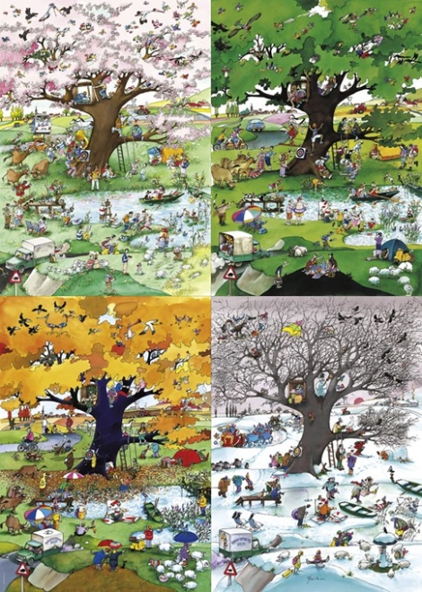 Illustration von Roger Blachon – vier Jahreszeiten in einem Bild