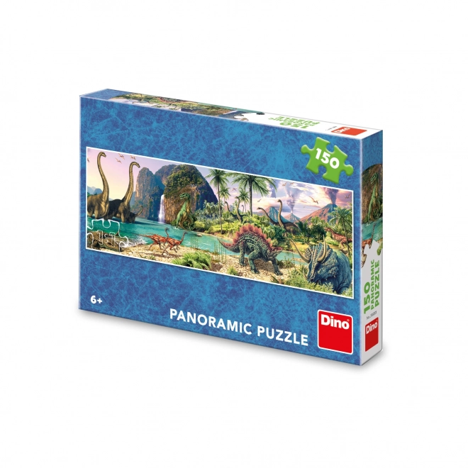 Panorama Puzzle Dinosaurier am See für Kinder