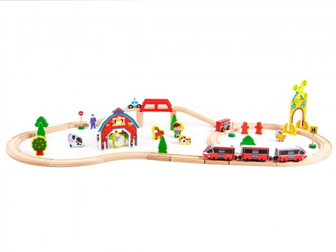 Holzeisenbahn-Set mit Batterie Ecotoys