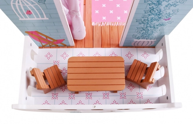 Holzpuppenhaus Rosa für Kinder 3+ mit Ausstattung und Möbeln
