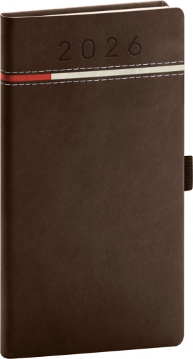 Taschenkalender Tomy 2026 braun-rot
