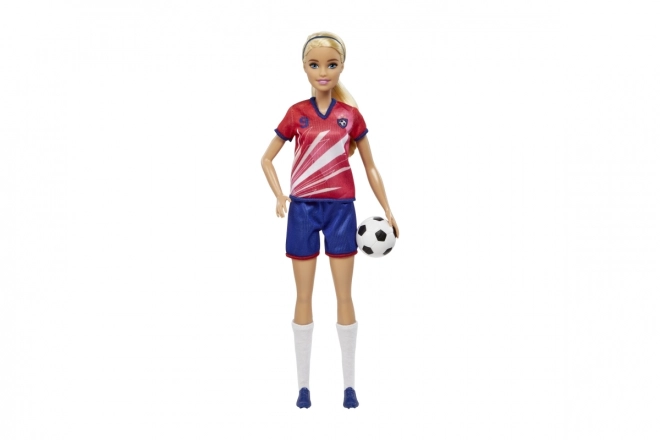 Barbie Fußballspielerin in rotem Trikot