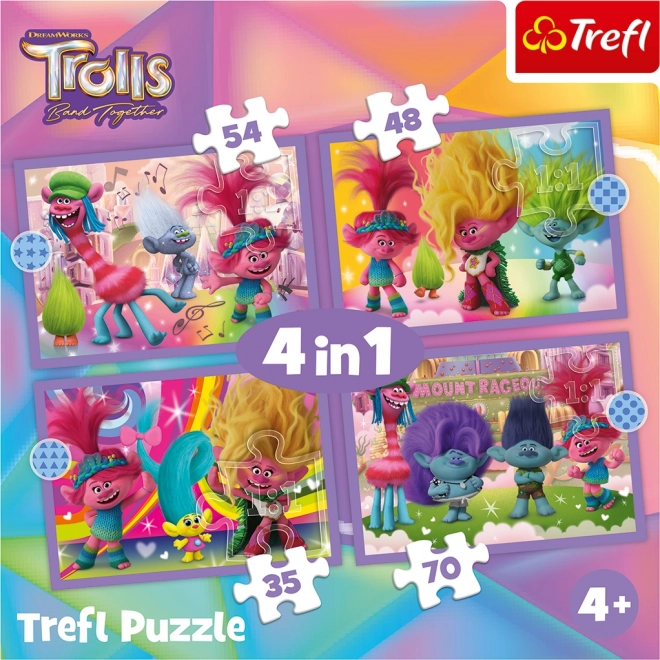 Trolls: Buntes Abenteuer Puzzle 4 in 1