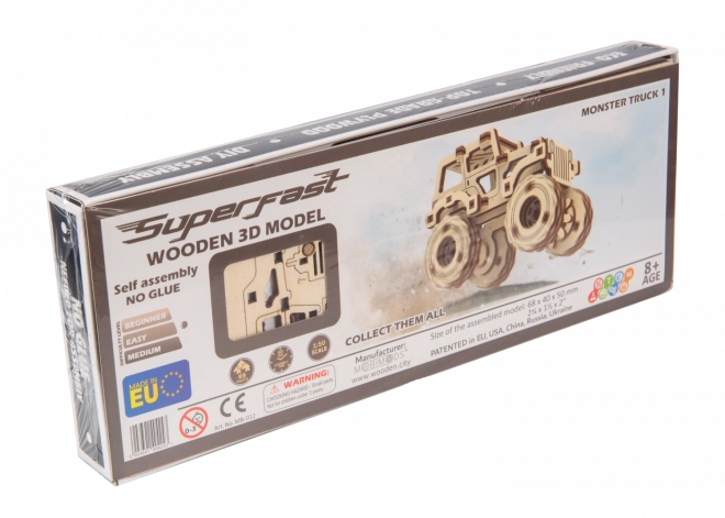 3D Holzpuzzle Superfast Monster Truck