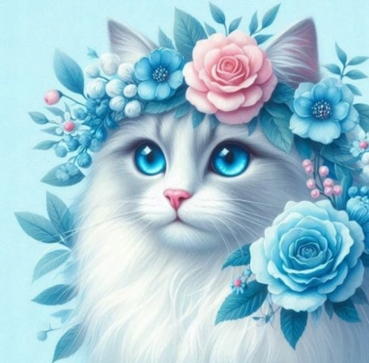 Diamantmalerei Katze mit Kranz 30x40 cm