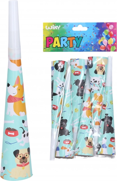 Partytröten mit Hundemotiv 20 cm (6 Stk.)