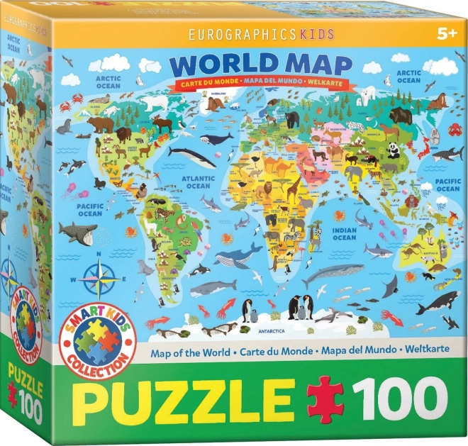 EUROGRAPHICS Puzzle Illustrierte Weltkarte 100 Teile