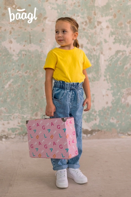 Baagl faltbarer Schul-Koffer Logo - rosa mit Beschlägen