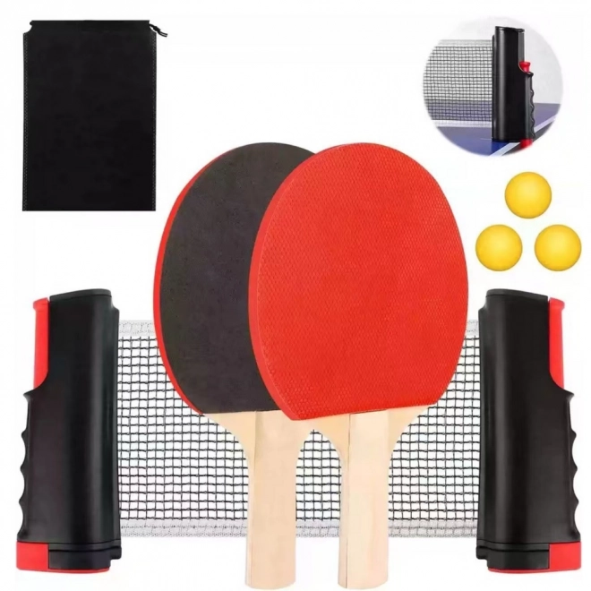 Tischtennis-Set mit Netz, Schlägern und Bällen