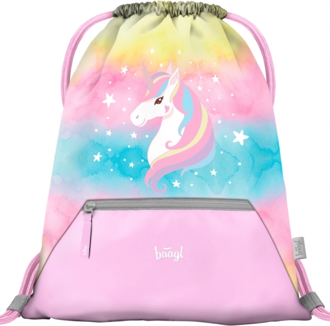 Set 3 BAAGL Zippy plus Rainbow Unicorn: Schultasche, Federmäppchen und Beutel