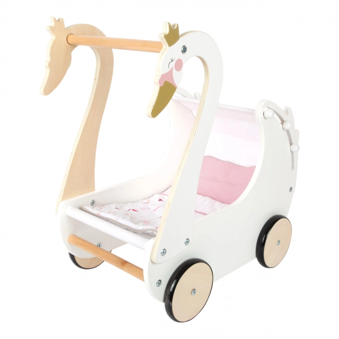 Kinderholzpuppenwagen Schwan