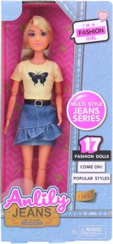 Puppe Lili im Jeansrock 30 cm