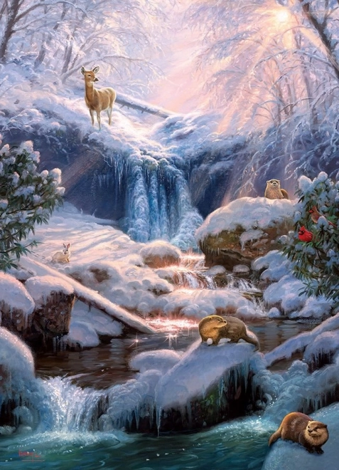 Mystische Winterwasserfälle Puzzle 1000 Teile