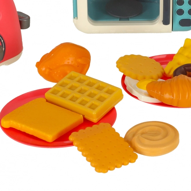 Kinderspielzeug-Küchenset mit Mikrowelle und Zubehör