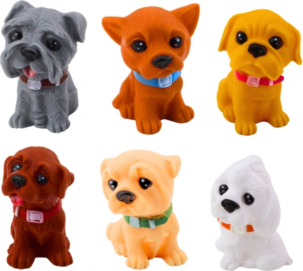 Set aus süßen Welpenfiguren, gummiartig, 6 Stk.