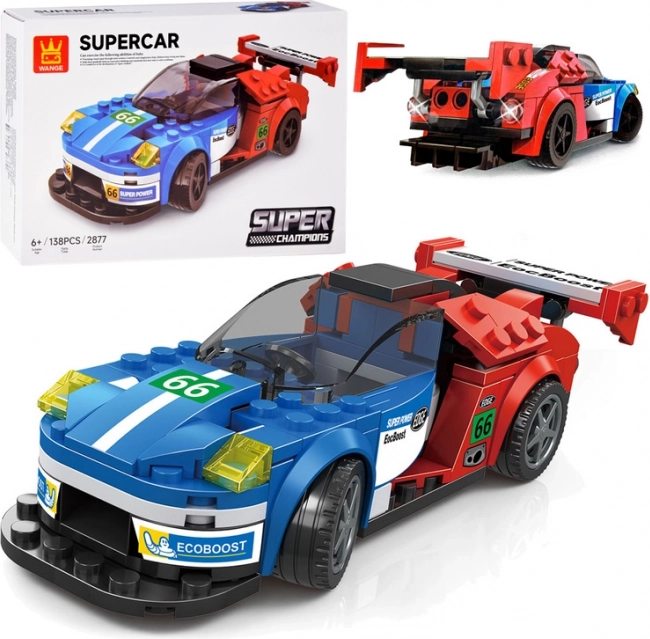 Technik-Baukasten Sportwagen blau‑rot 138 Teile