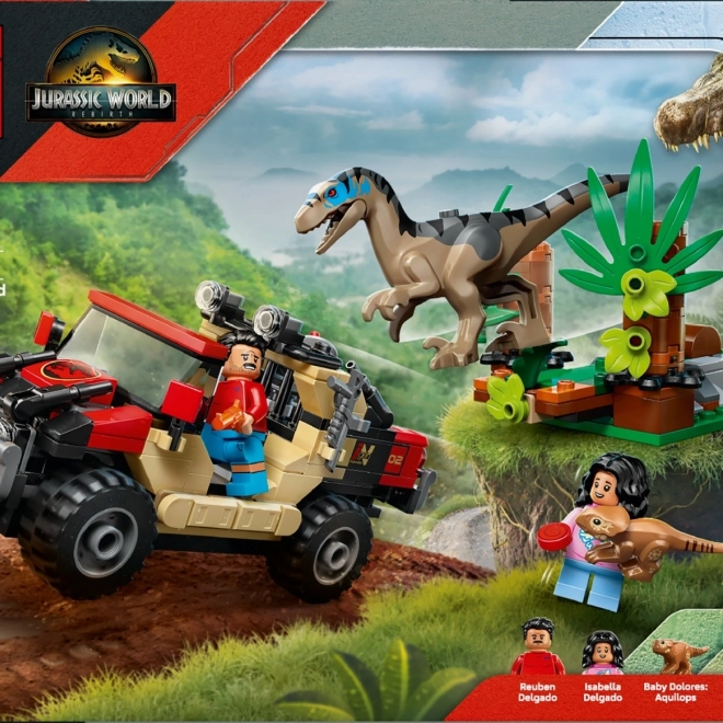 LEGO Jurassic World Bausatz: Flucht mit dem Geländewagen vor dem Velociraptor