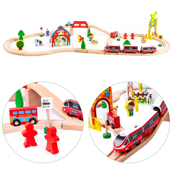 Holzeisenbahn-Set mit Batterie Ecotoys