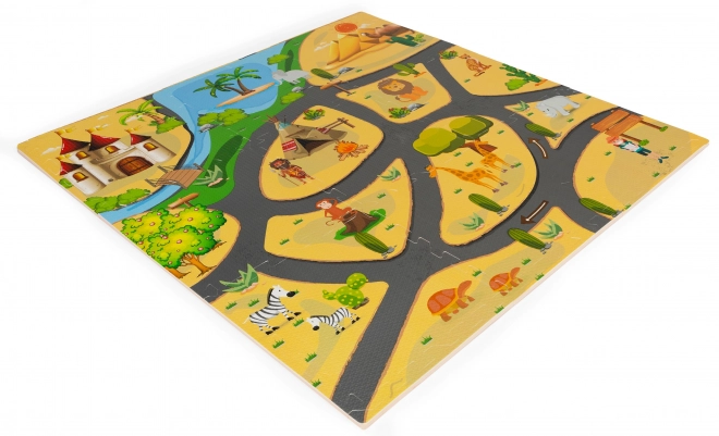 Schaumstoff-Puzzle-Bodenmatte Safari, 9 Teile, 93 × 93 cm