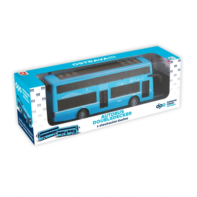 Zweistöckiger Bus Spielzeug blau 20 cm
