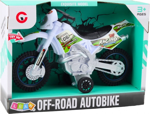 Weißes Motorcross-Offroad-Fahrzeug mit Licht- und Soundeffekten