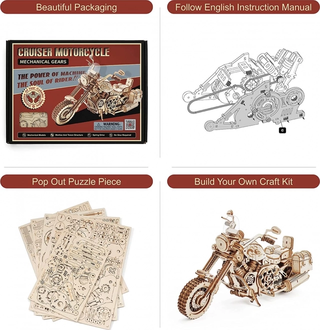 Robotime Rokr 3D Holzpuzzle Cruiser Motorrad