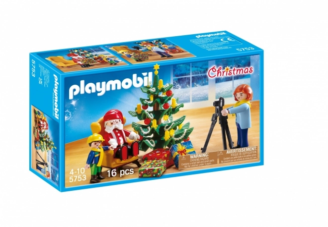 Weihnachtsfigur-Set mit Weihnachtsmann-Foto