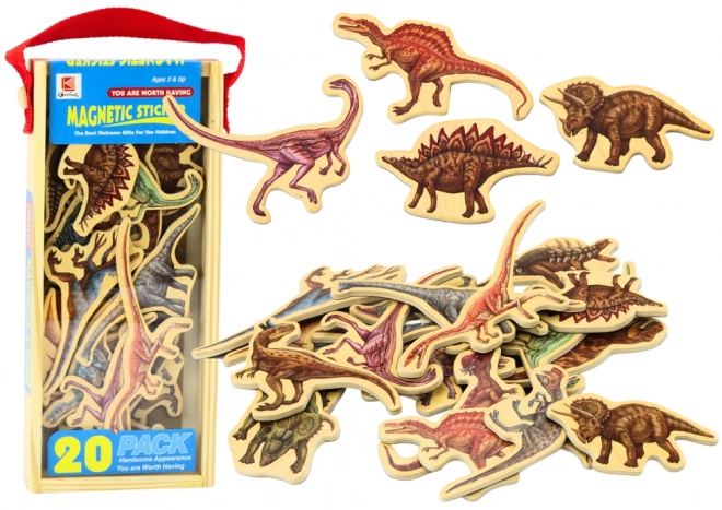 Holzmagnete Dinosaurier Set 20 Stück bunt