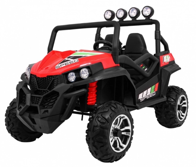 Kinder Geländebuggy Grand Lift Rot + Antrieb 4x4 + Fernbedienung + Gepäckträger + Radio MP3 + LED-Diode