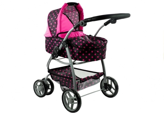 Mädchen Puppenwagen 2 in 1 Alice schwarz mit rosa Punkten