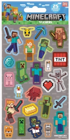 Minecraft-Aufkleber grau, 25 Stk.