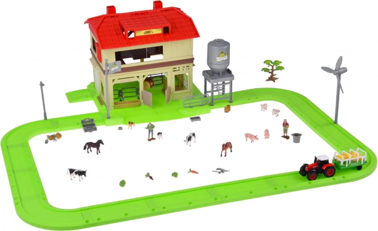 Traktor mit Anhänger und Tierfiguren