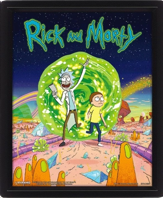 3D Bild im Rahmen Rick und Morty Portal