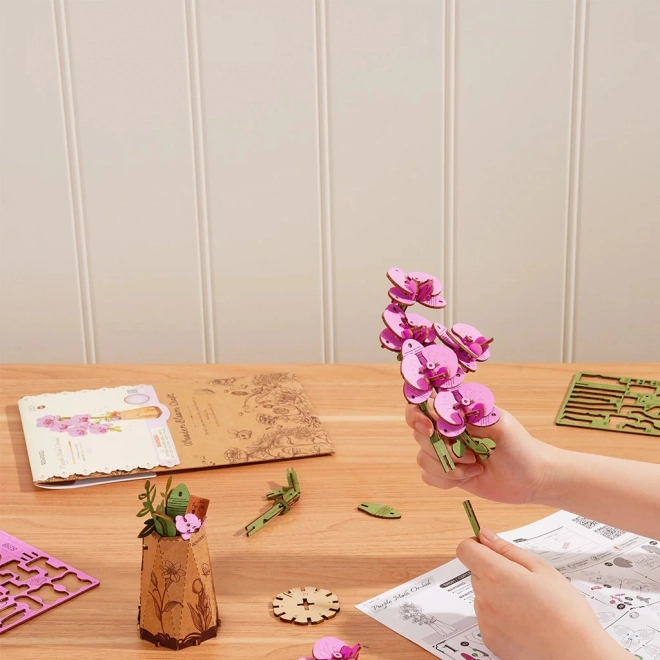 3D Holzblume Lila Orchidee