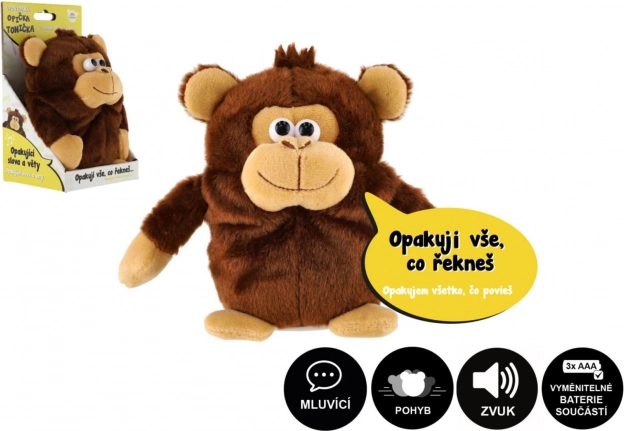 Plüschäffchen Tonička, das Sätze wiederholt, 18 cm mit Sound
