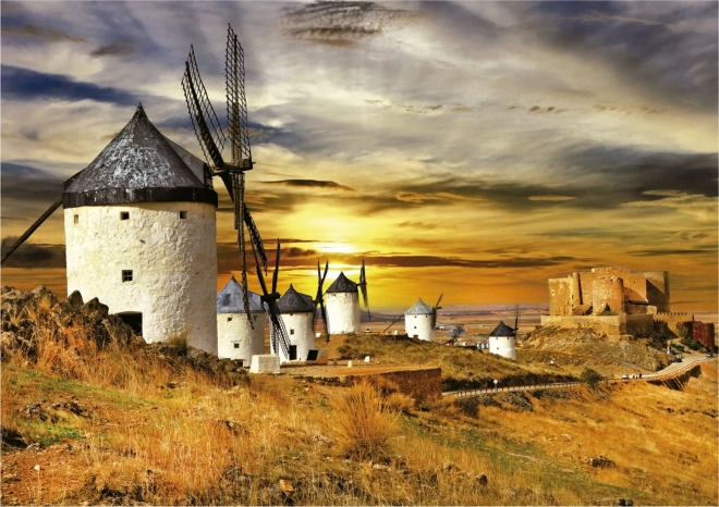 Educa Puzzle Sonnenuntergang in Spanien: Windmühlen, Consuegra 1500 Teile