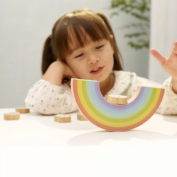 Holz-Balancespiel Regenbogen mit Wolken