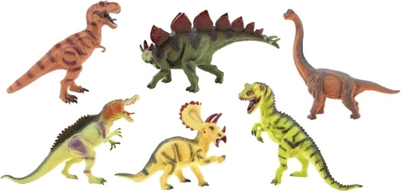 Sechs verschiedene Dinosaurier in einer Packung