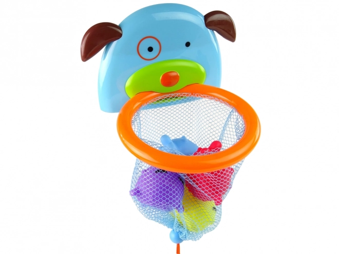 Badewannenspielzeug Mini Basketball mit Hund und Gummifischen