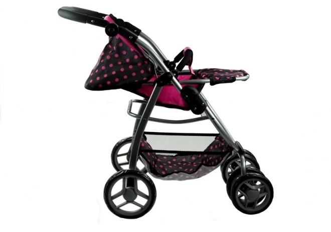 Mädchen Puppenwagen 2 in 1 Alice schwarz mit rosa Punkten