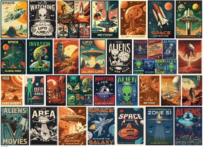 Eurographics Puzzle Vintage Plakate Aliens 1000 Teile