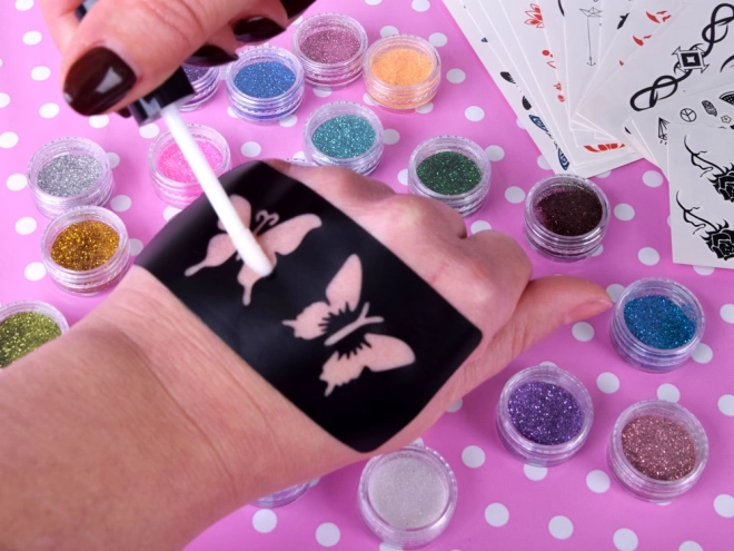 Großes Glitter-Tattoo-Set für Kinder