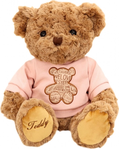 Plüschbär im Rosa T-Shirt Braun 30cm