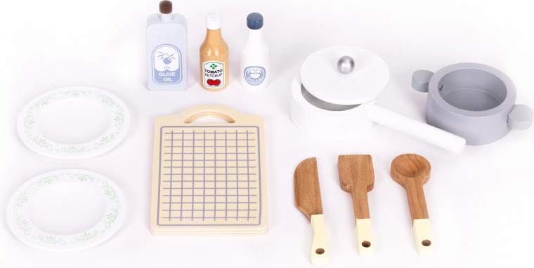 12 hölzerne Zubehörteile im Set