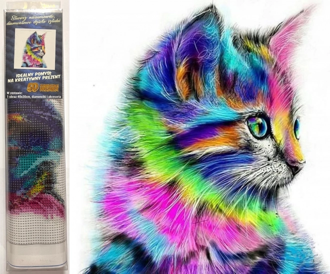 Diamantmalerei Regenbogenkatze 30x40 cm