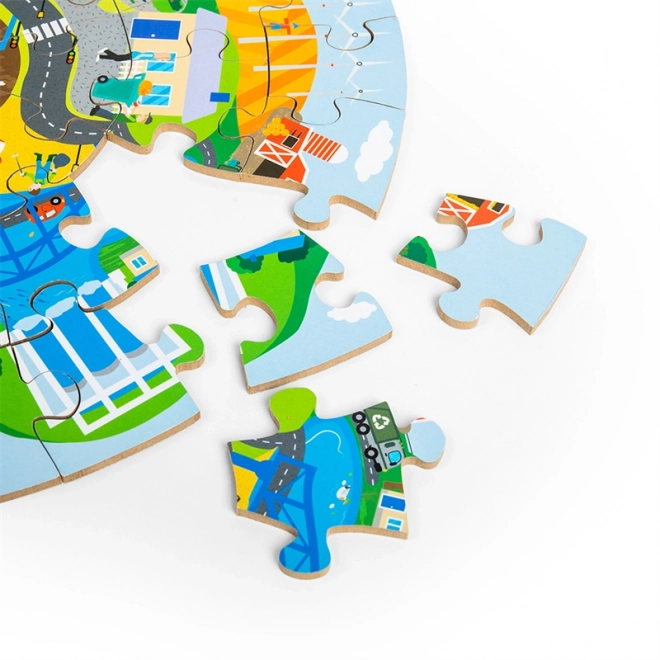 Rundes Holzpuzzle Recycling von Bigjigs Toys