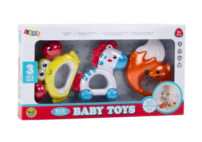 Zebra Krab Fuchs Rassel- und Beißspielzeug Set für Babys